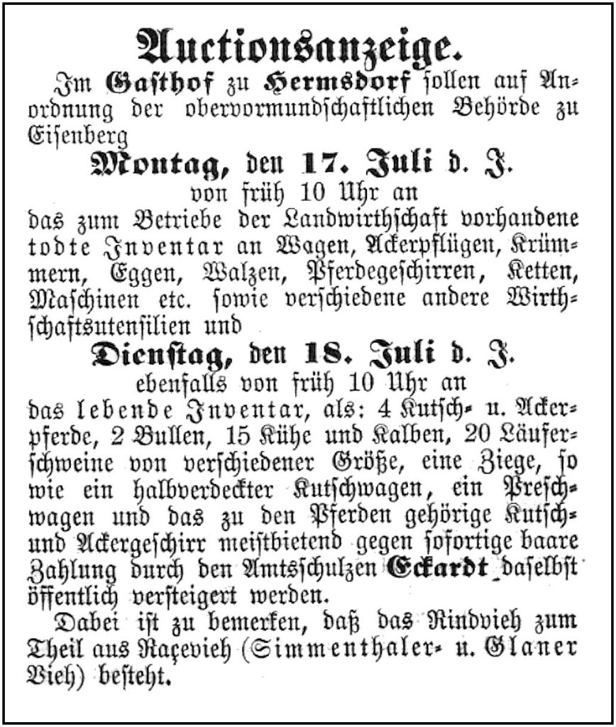 1876-07-17 Hdf Auktion Gasthof